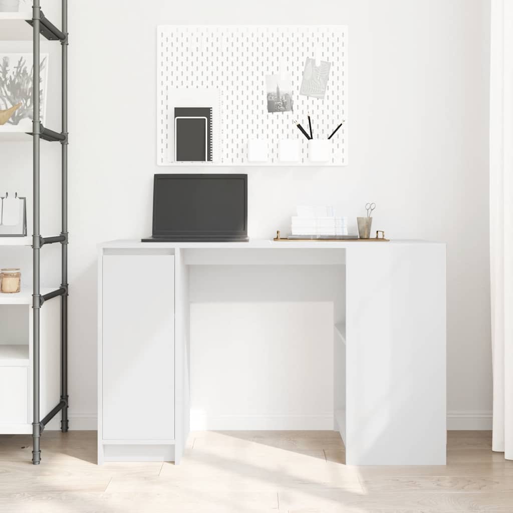 Compact White Desk 120x42x76 cm - Engineered Wood Design