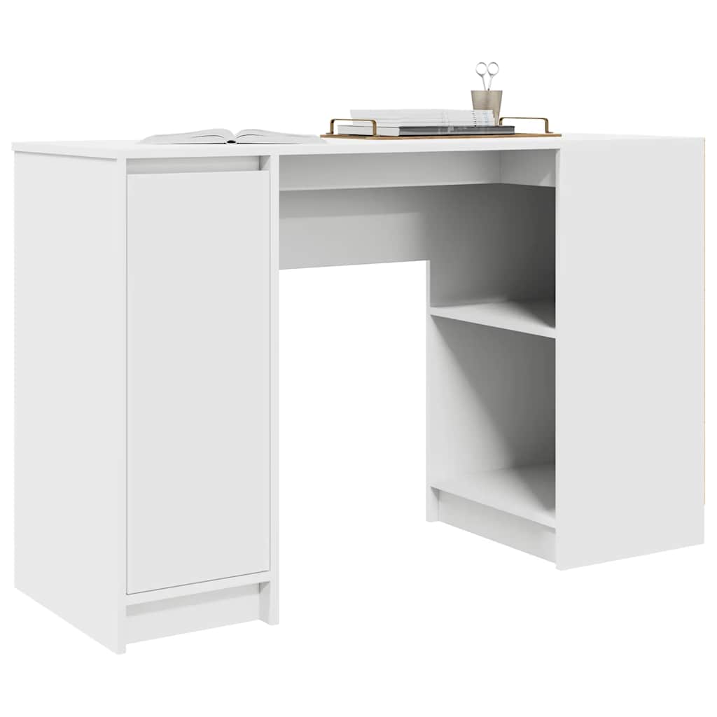 Compact White Desk 120x42x76 cm - Engineered Wood Design
