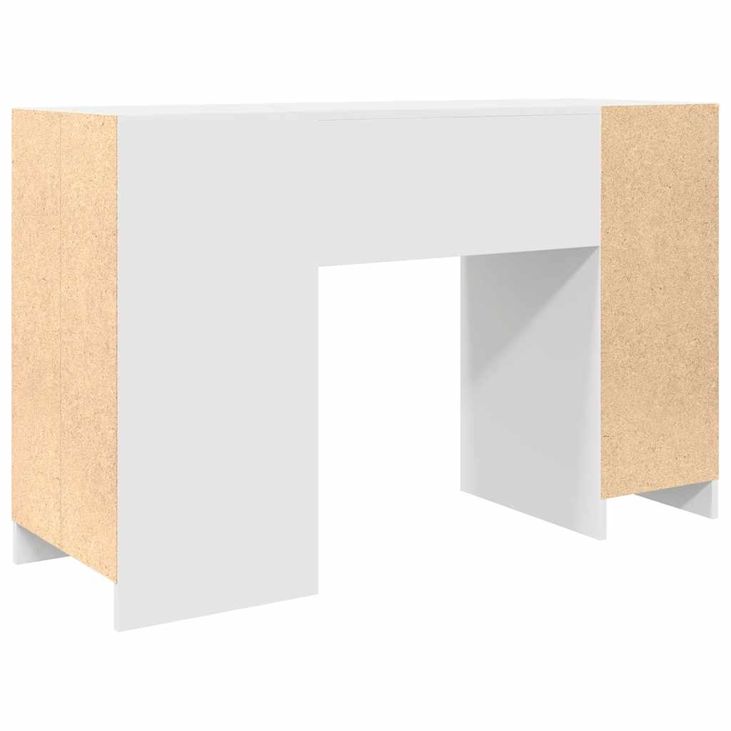 Compact White Desk 120x42x76 cm - Engineered Wood Design