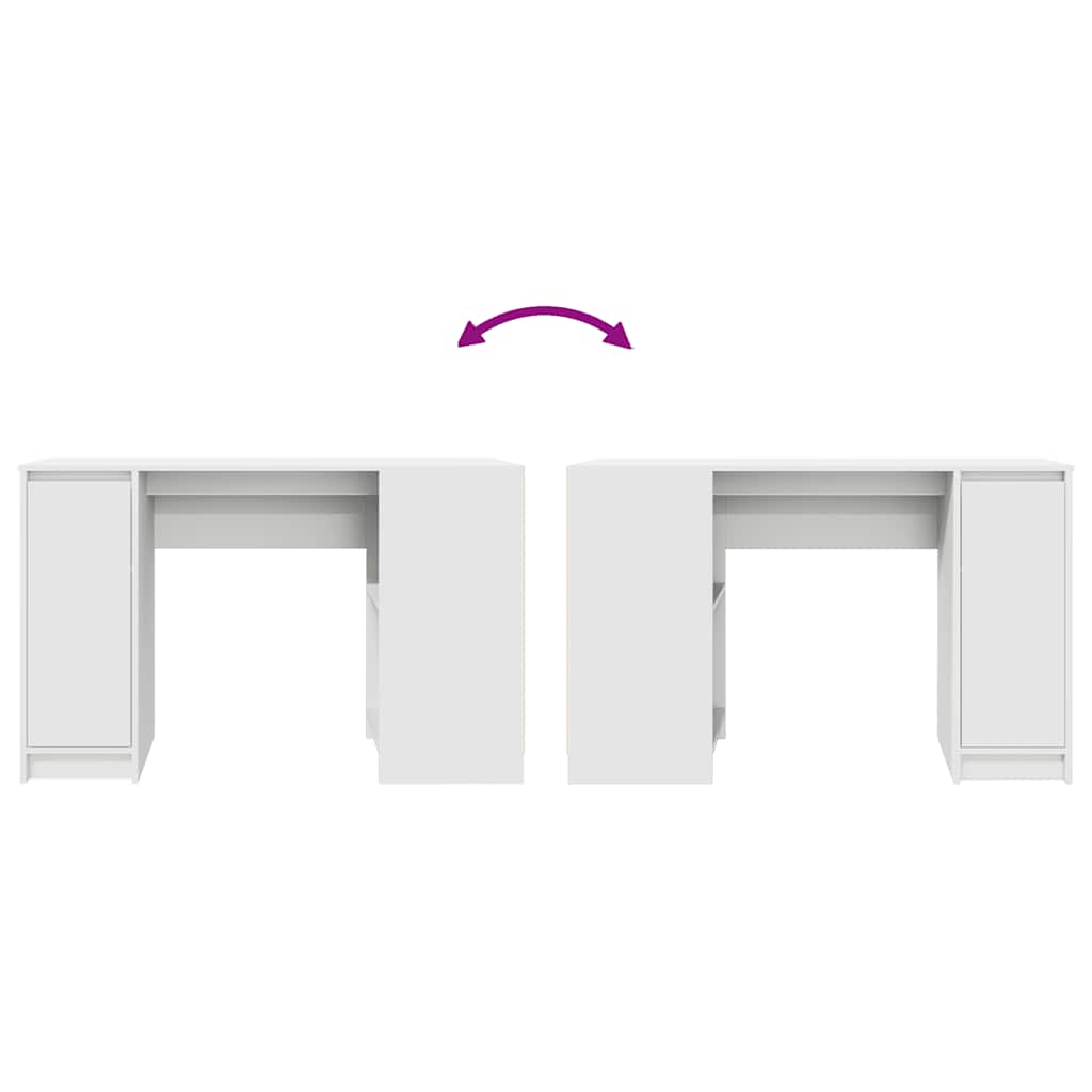 Compact White Desk 120x42x76 cm - Engineered Wood Design