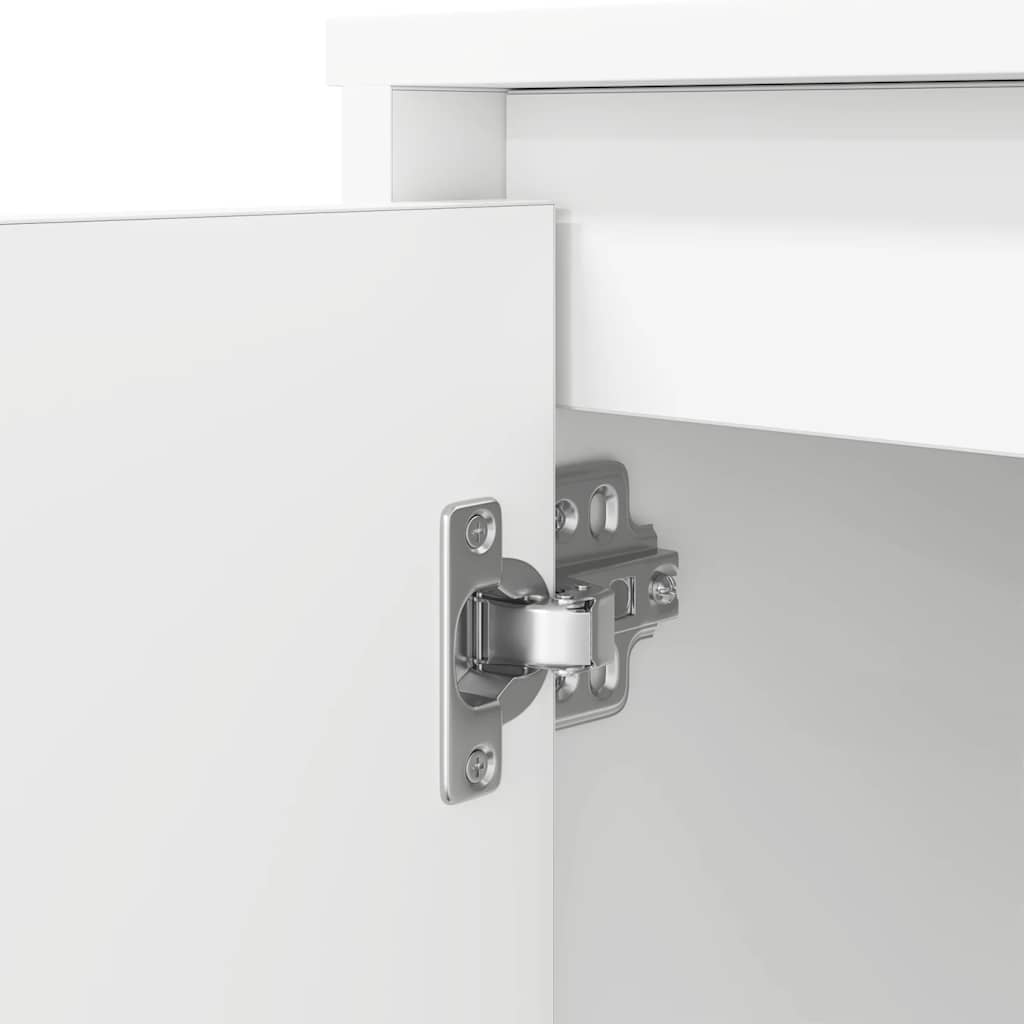 Compact White Desk 120x42x76 cm - Engineered Wood Design