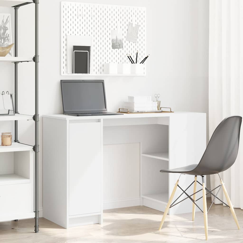 Compact White Desk 120x42x76 cm - Engineered Wood Design