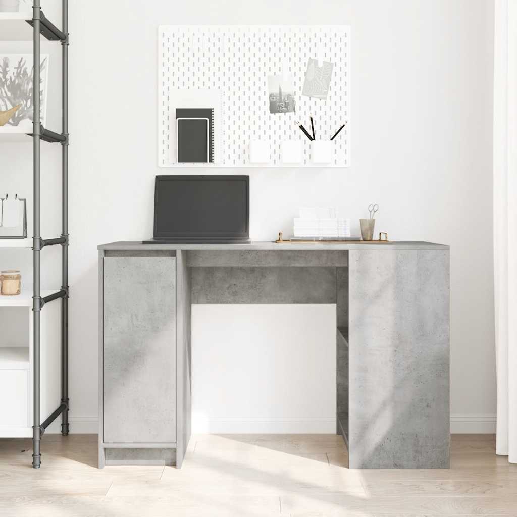 Stylish Concrete Grey Wood Desk 120x42x76 cm - Modern Home Office