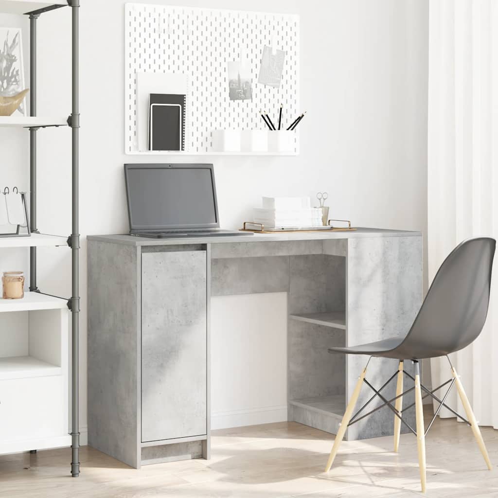 Stylish Concrete Grey Wood Desk 120x42x76 cm - Modern Home Office