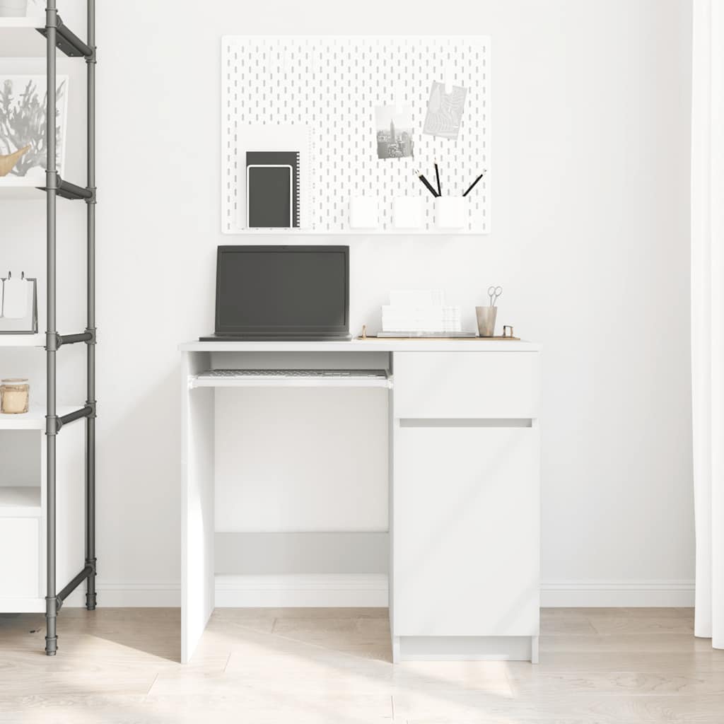 White Engineered Wood Desk 86x49x76 cm - Sleek & Durable Design