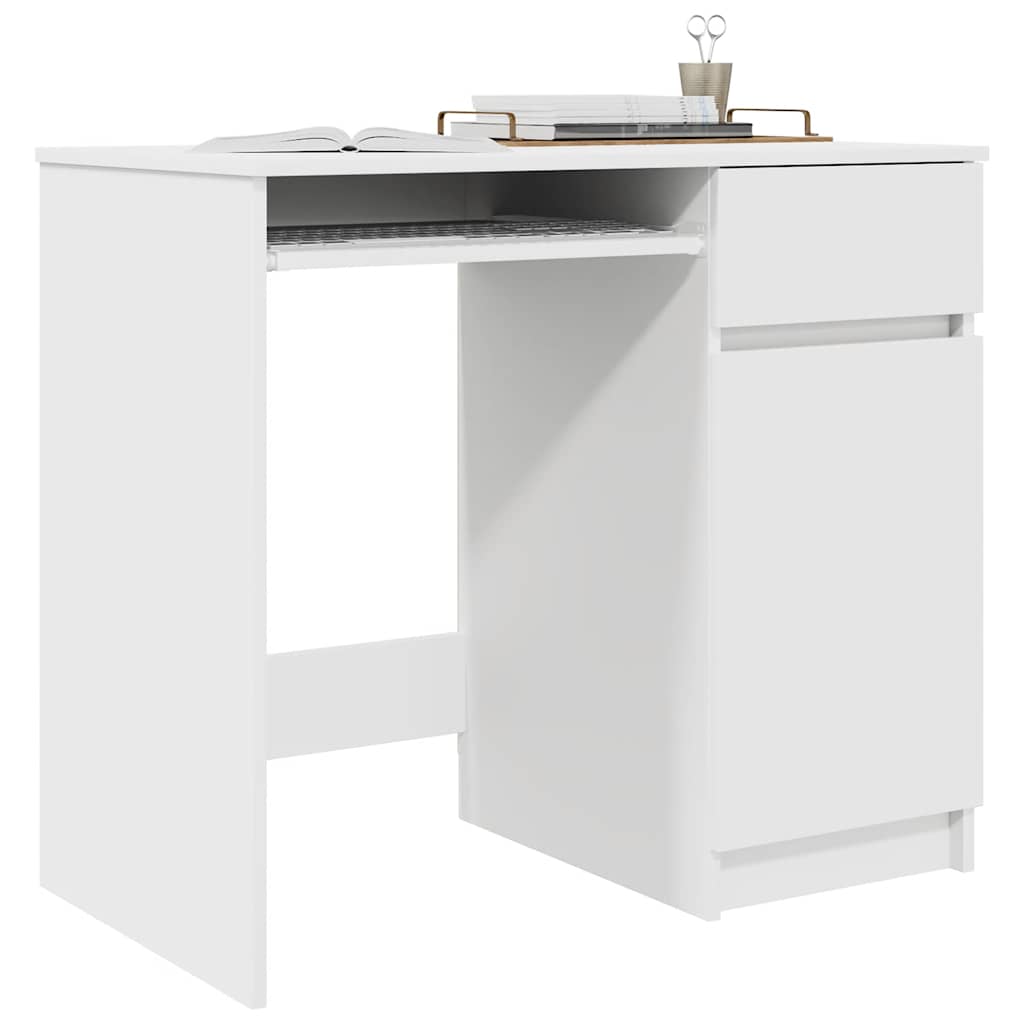 White Engineered Wood Desk 86x49x76 cm - Sleek & Durable Design