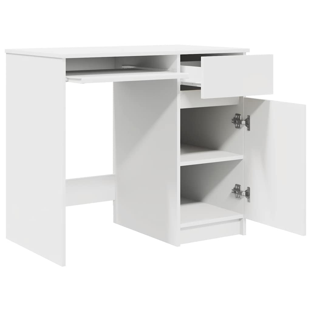 White Engineered Wood Desk 86x49x76 cm - Sleek & Durable Design