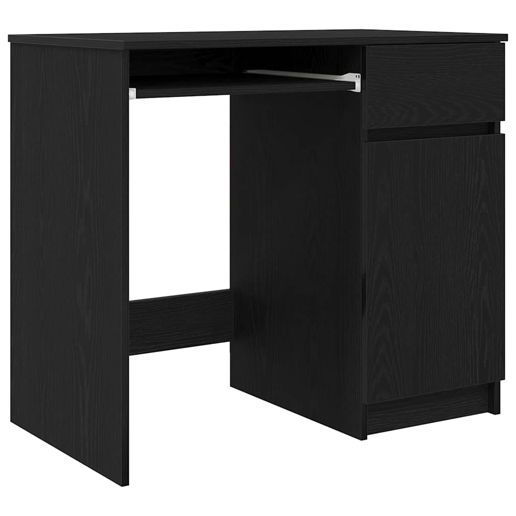 Black Oak Desk 86x49x76cm - Stylish Engineered Wood Design