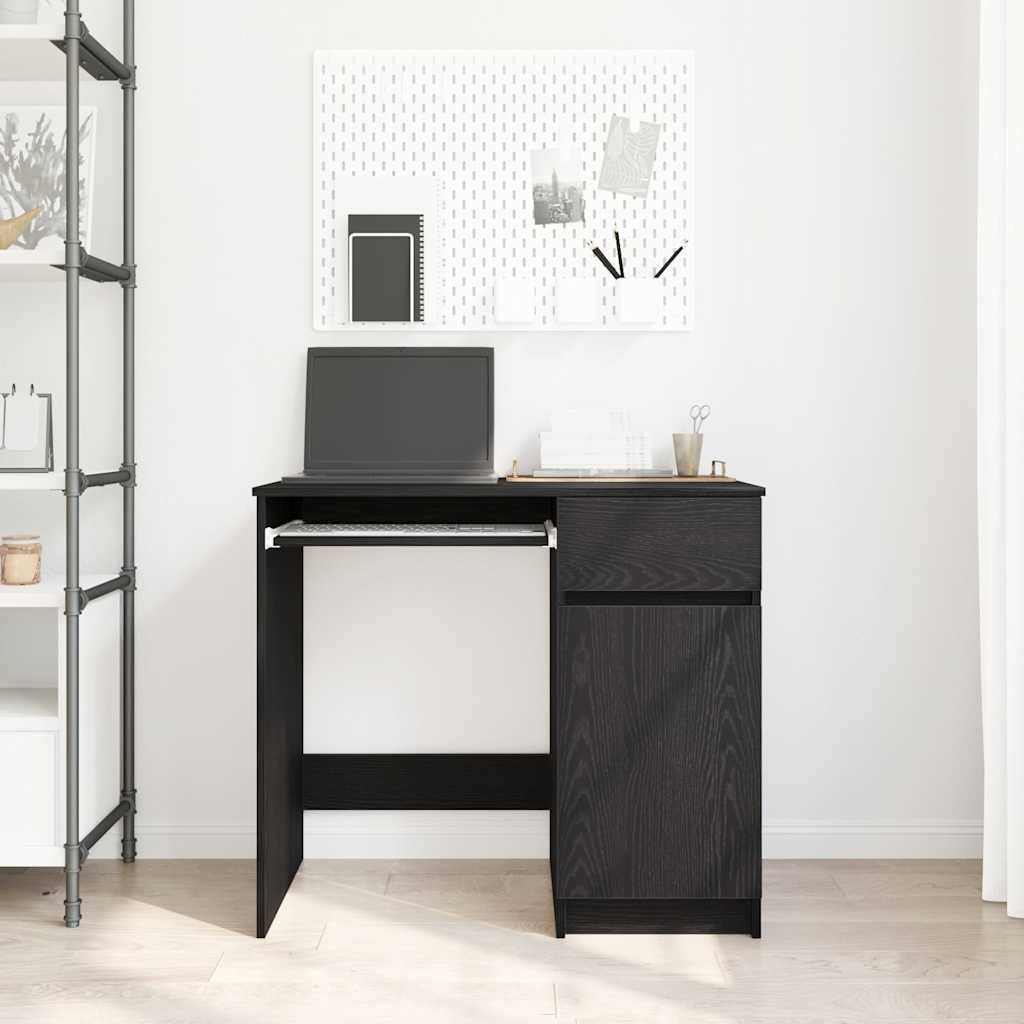Black Oak Desk 86x49x76cm - Stylish Engineered Wood Design