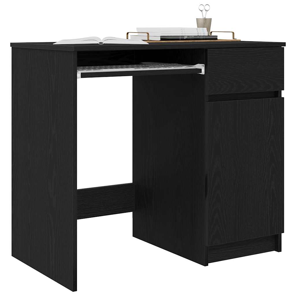 Black Oak Desk 86x49x76cm - Stylish Engineered Wood Design