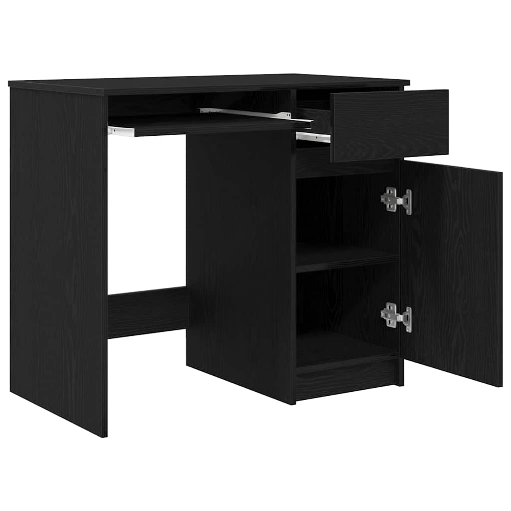 Black Oak Desk 86x49x76cm - Stylish Engineered Wood Design