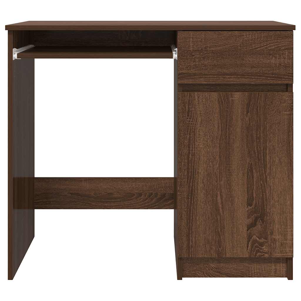 Compact Brown Oak Desk, Engineered Wood, 86x49x76 cm