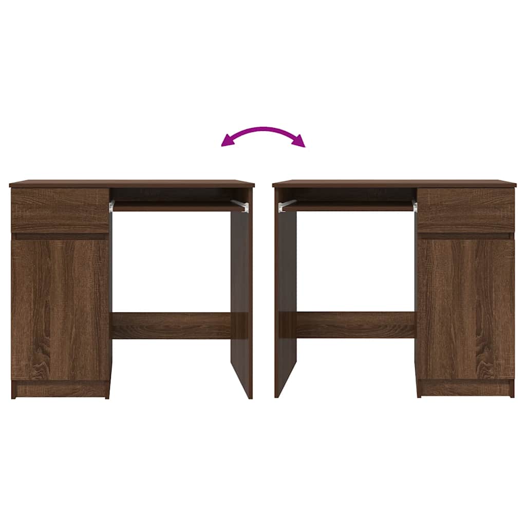Compact Brown Oak Desk, Engineered Wood, 86x49x76 cm