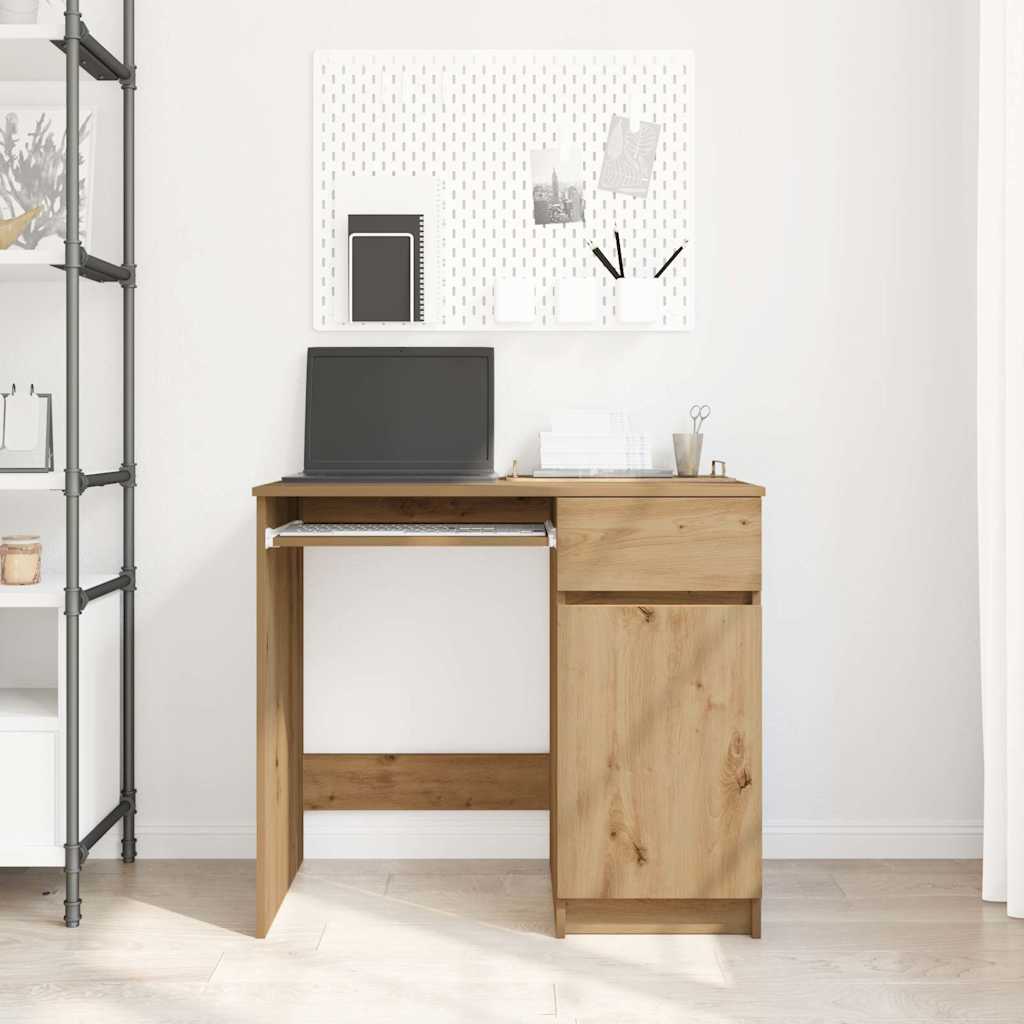 Oak Engineered Wood Desk - 86x49x76 cm | Desk Artisan Elegance