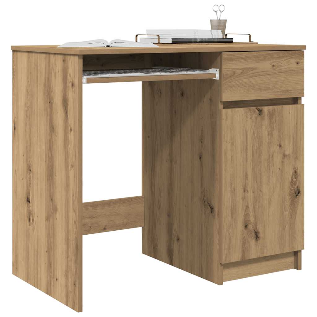 Oak Engineered Wood Desk - 86x49x76 cm | Desk Artisan Elegance