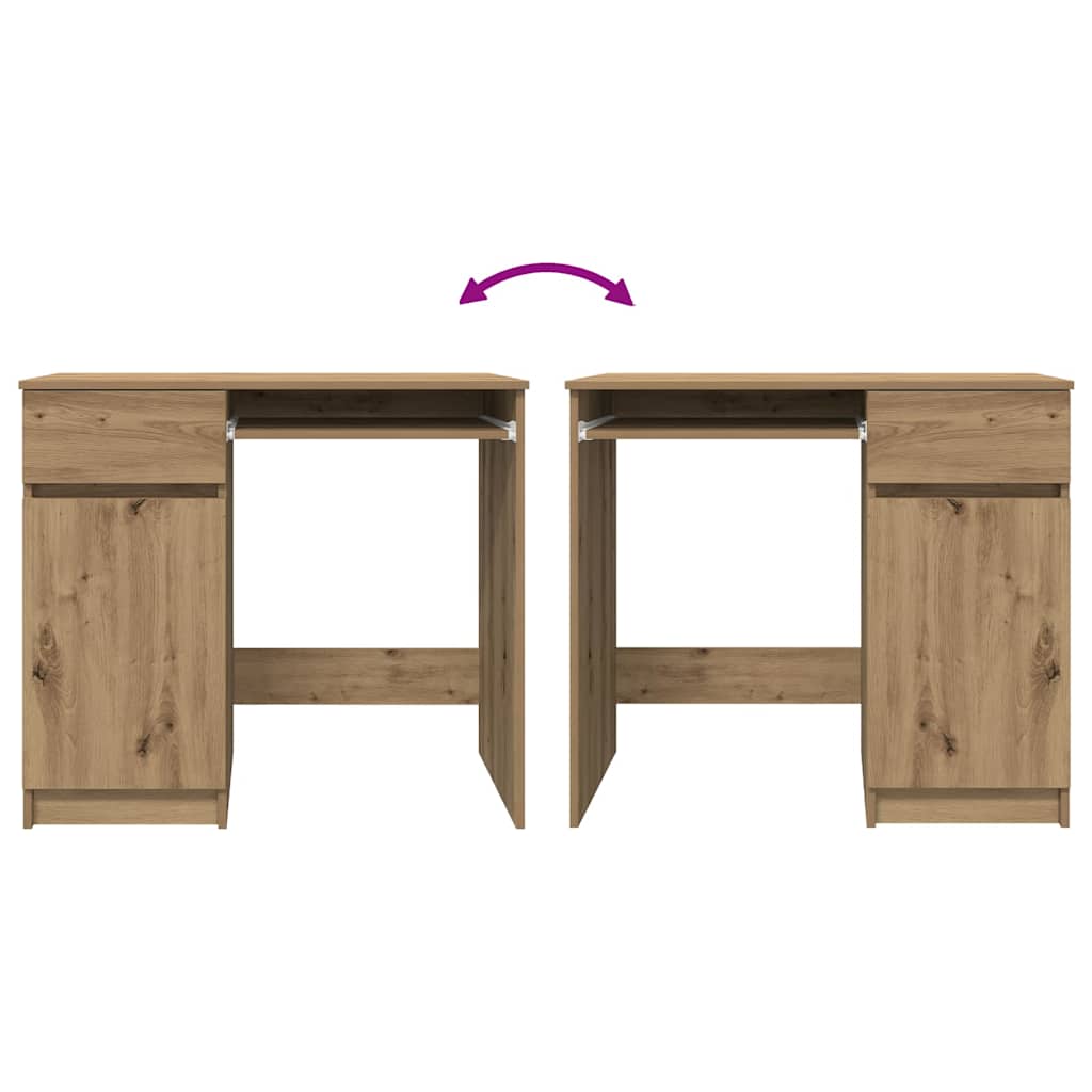 Oak Engineered Wood Desk - 86x49x76 cm | Desk Artisan Elegance
