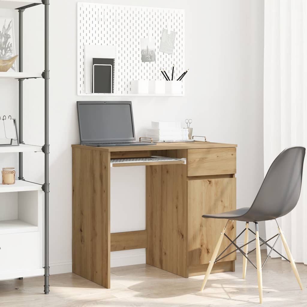 Oak Engineered Wood Desk - 86x49x76 cm | Desk Artisan Elegance