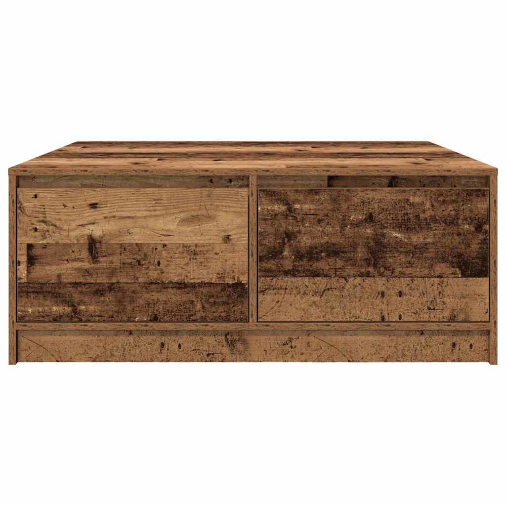 Coffee Table with Drawers Old Wood 100x100x40 cm