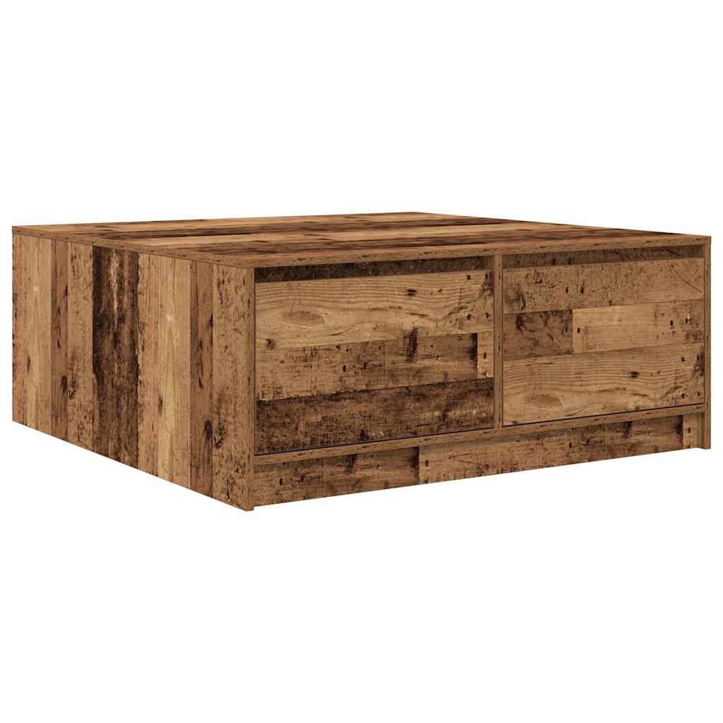 Coffee Table with Drawers Old Wood 100x100x40 cm