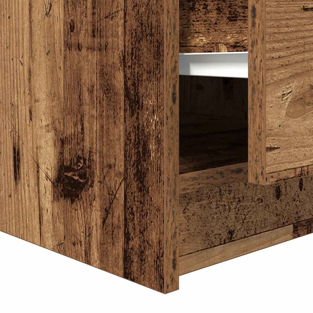 Coffee Table with Drawers Old Wood 100x100x40 cm