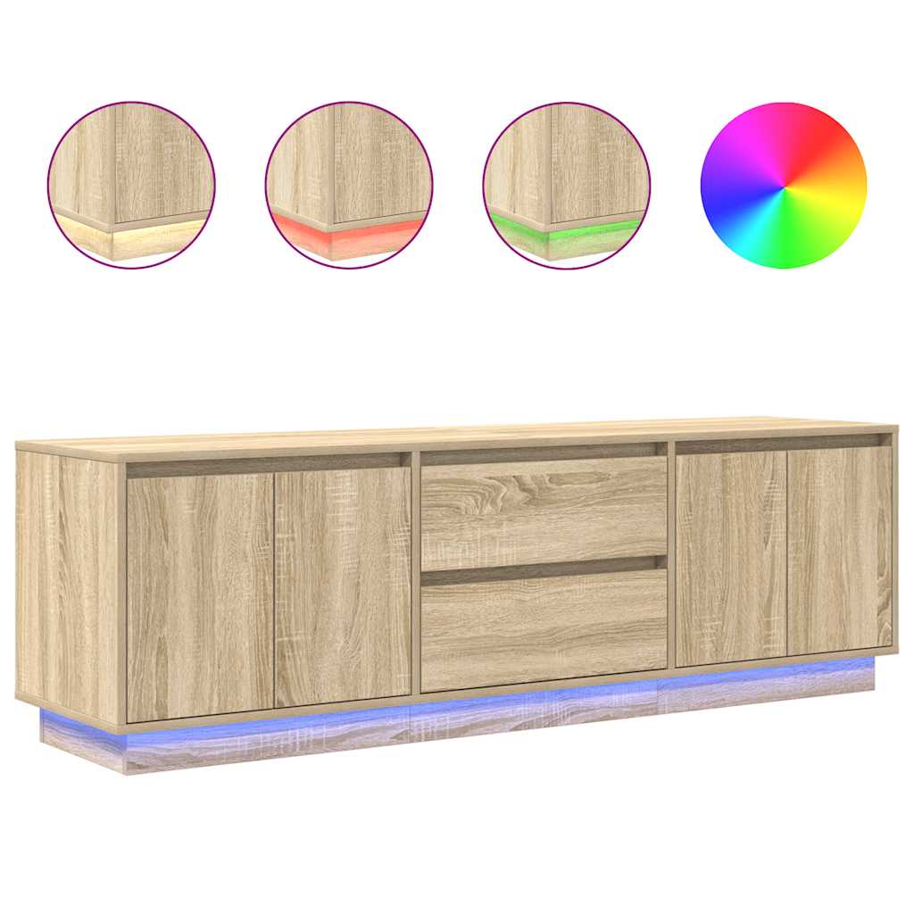 TV Cabinet with LED Lights Sonoma Oak 160.5x41x50 cm