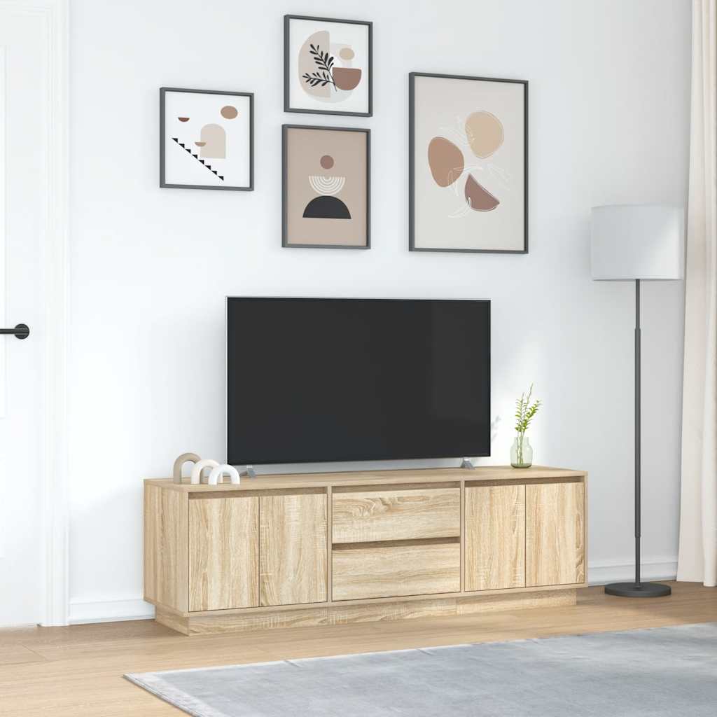 TV Cabinet with LED Lights Sonoma Oak 160.5x41x50 cm