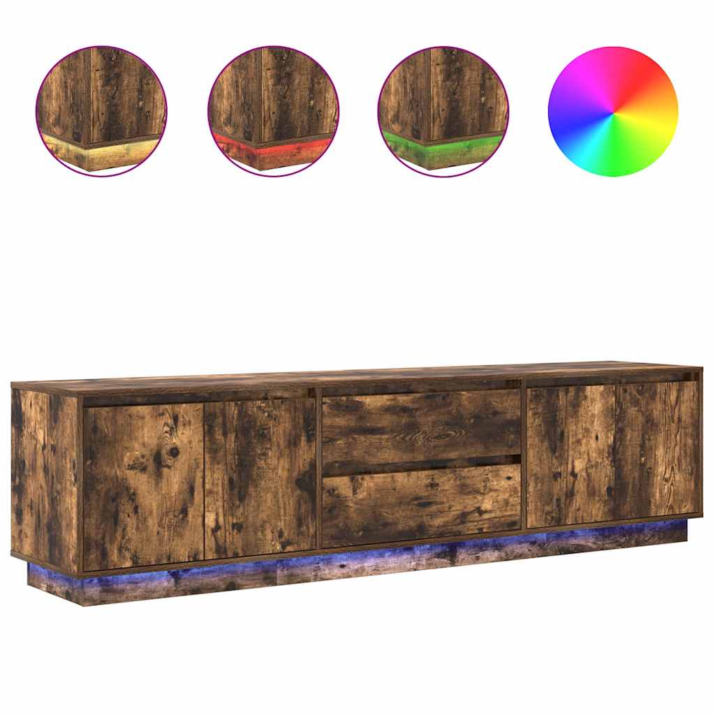 TV Cabinet with LED Lights Smoked Oak 193.5x41x50 cm