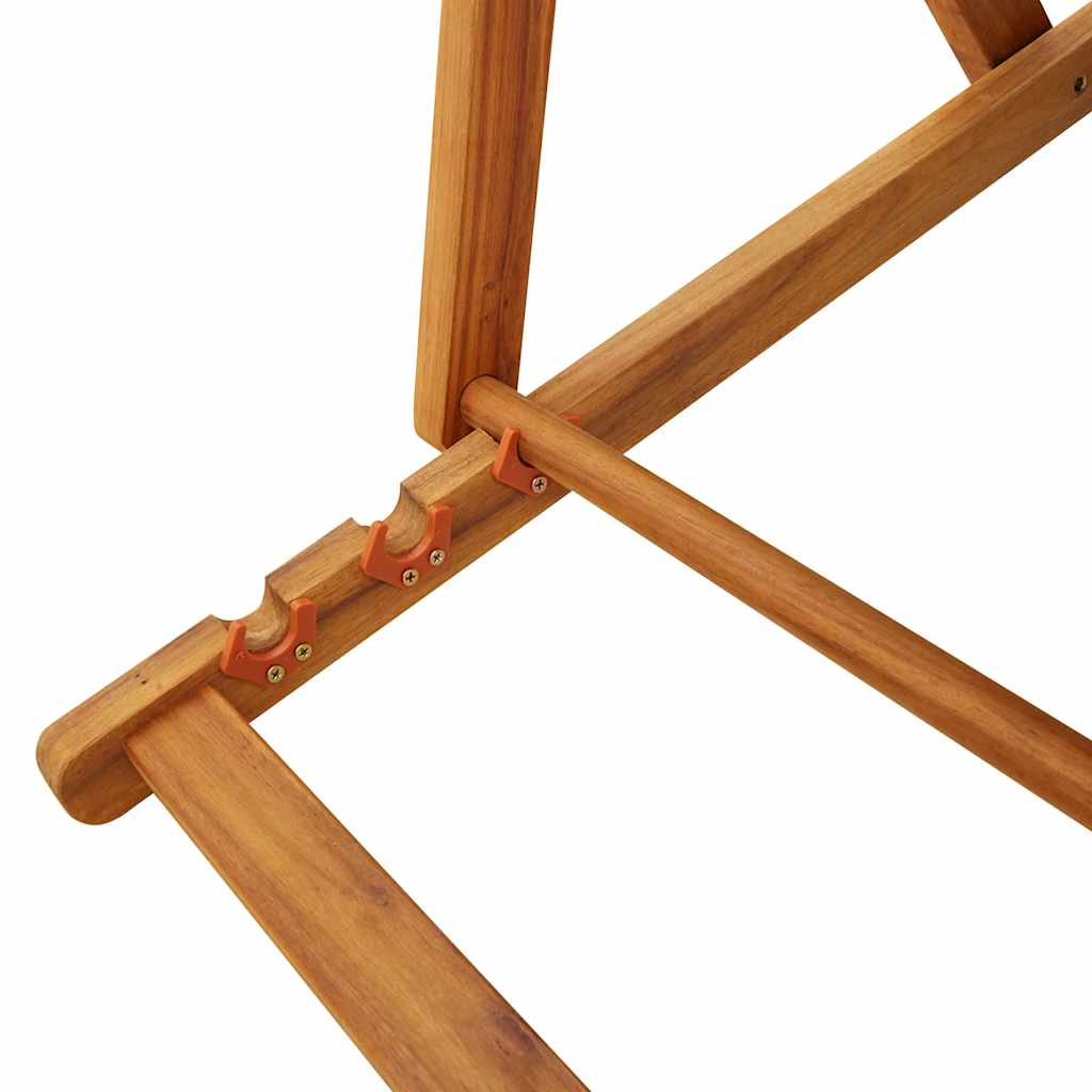Cream Acacia Wood & Textilene Folding Beach Chair with Armrests