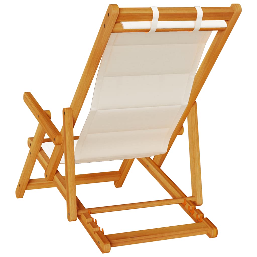 Light Grey Acacia Wood Folding Beach Chair with Armrests