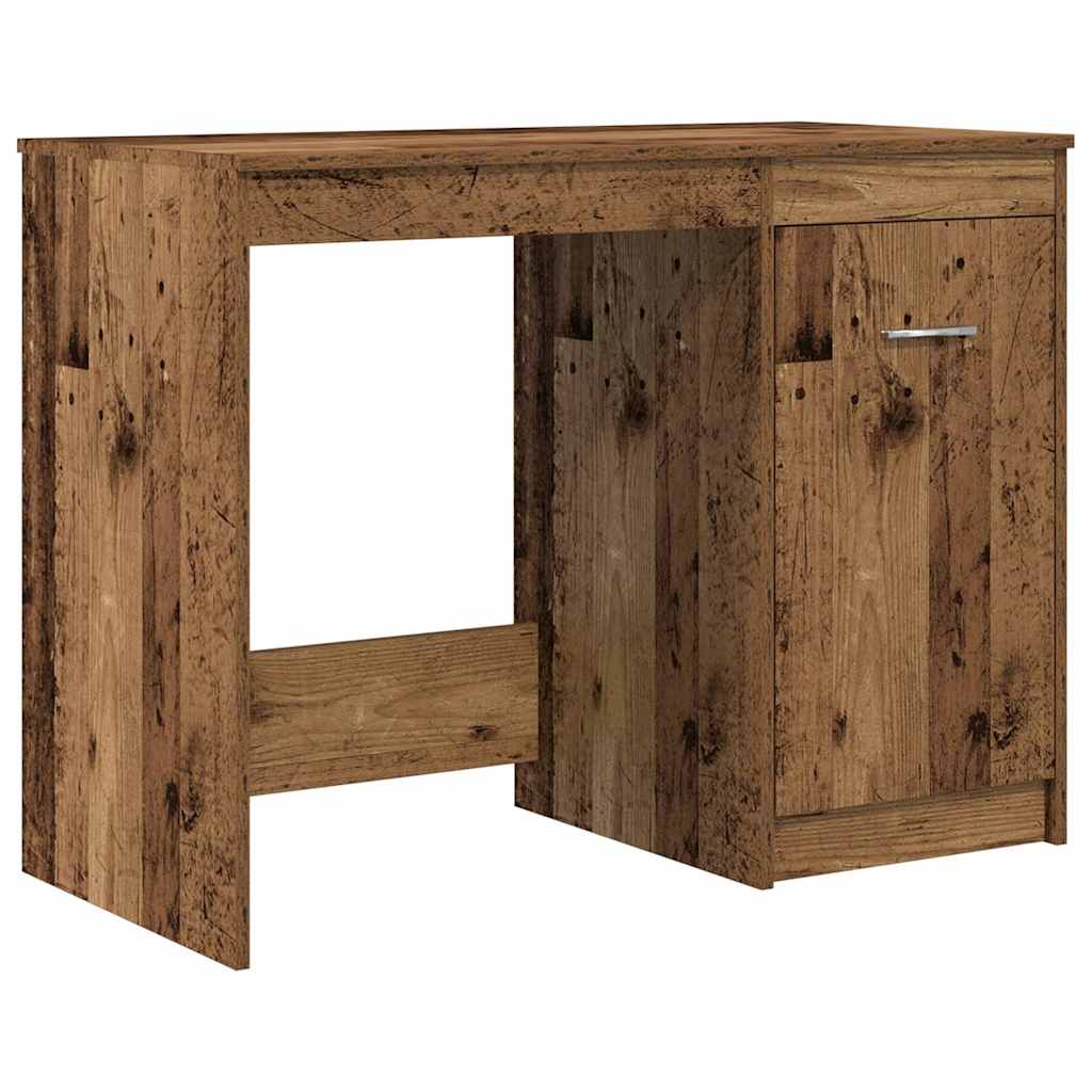 Vintage Engineered Wood Desk with Cabinet – Rustic Charm