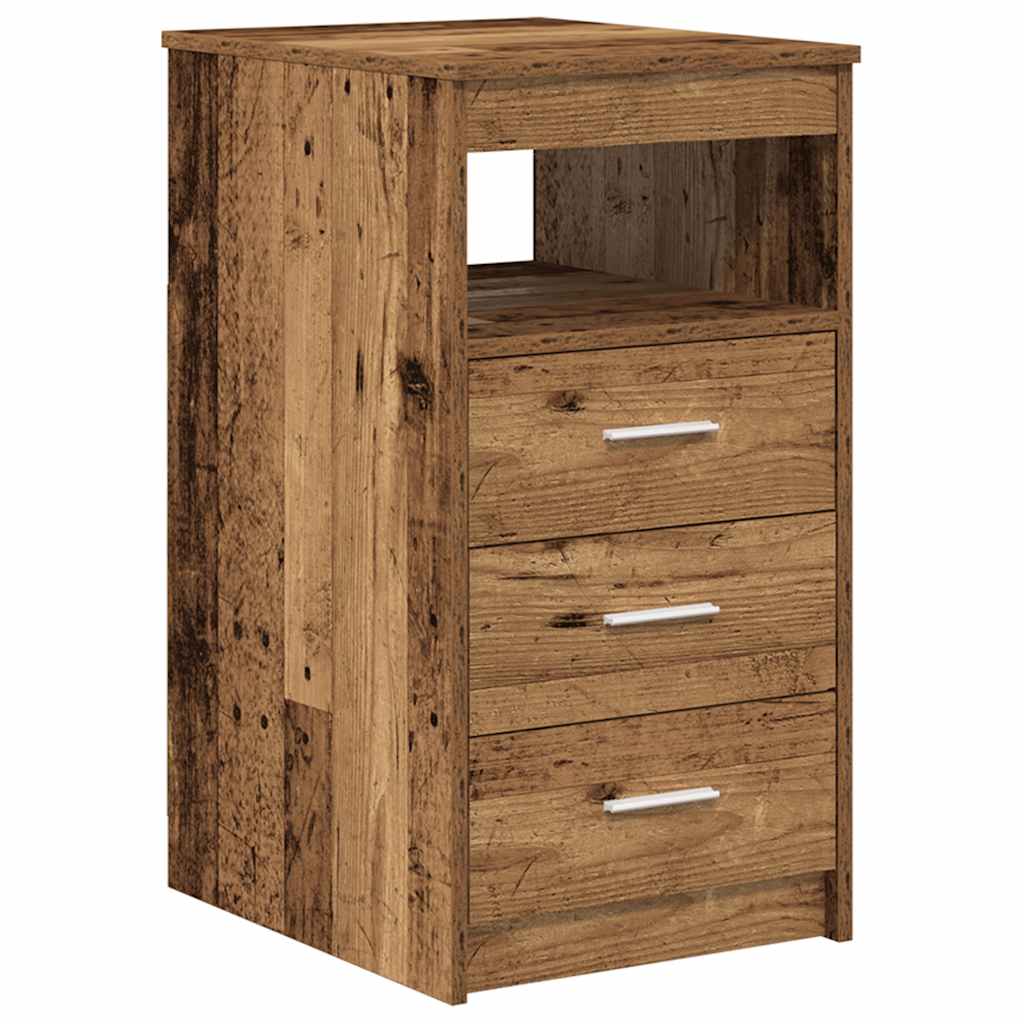Vintage Engineered Wood Desk with Cabinet – Rustic Charm