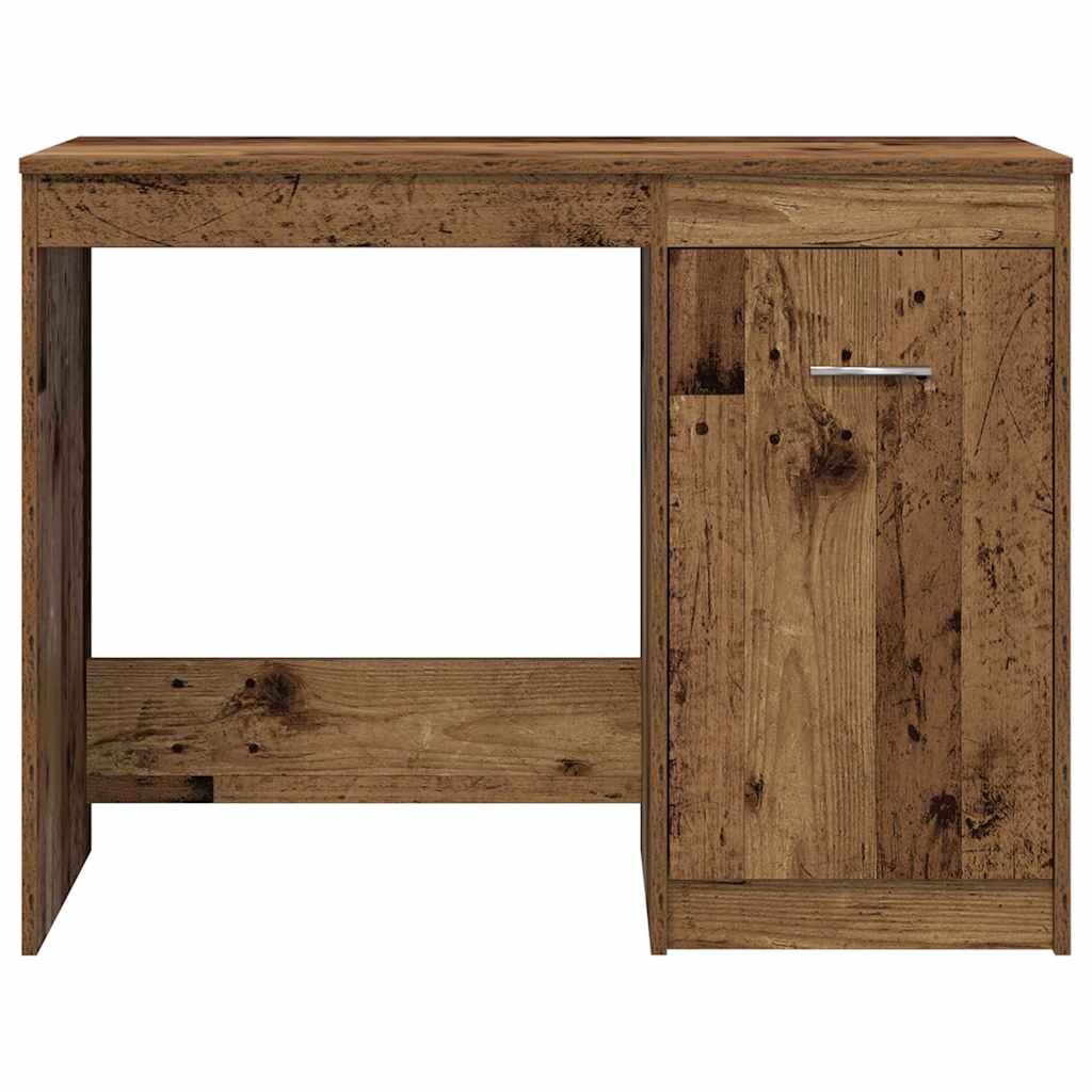 Vintage Engineered Wood Desk with Cabinet – Rustic Charm
