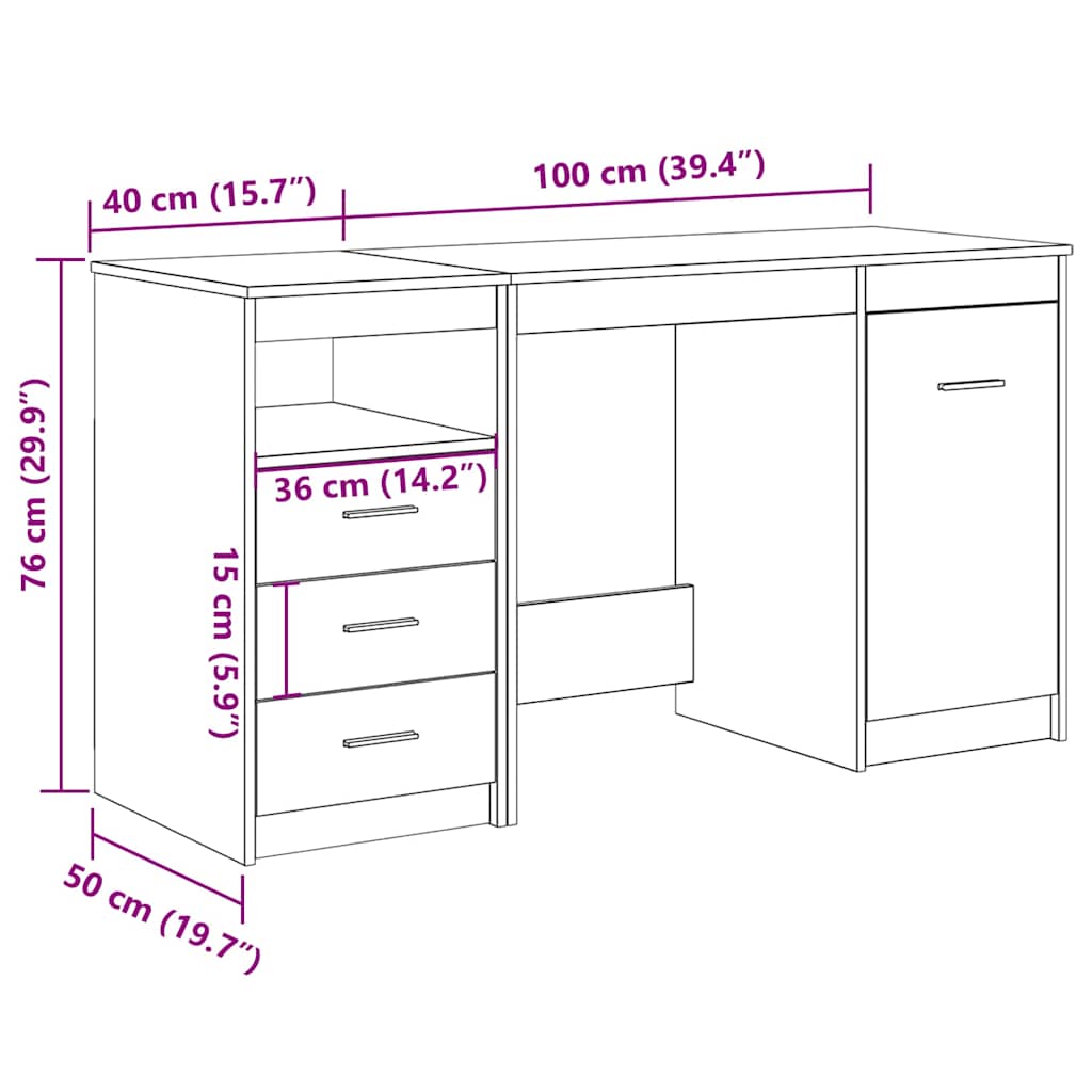 Vintage Engineered Wood Desk with Cabinet – Rustic Charm