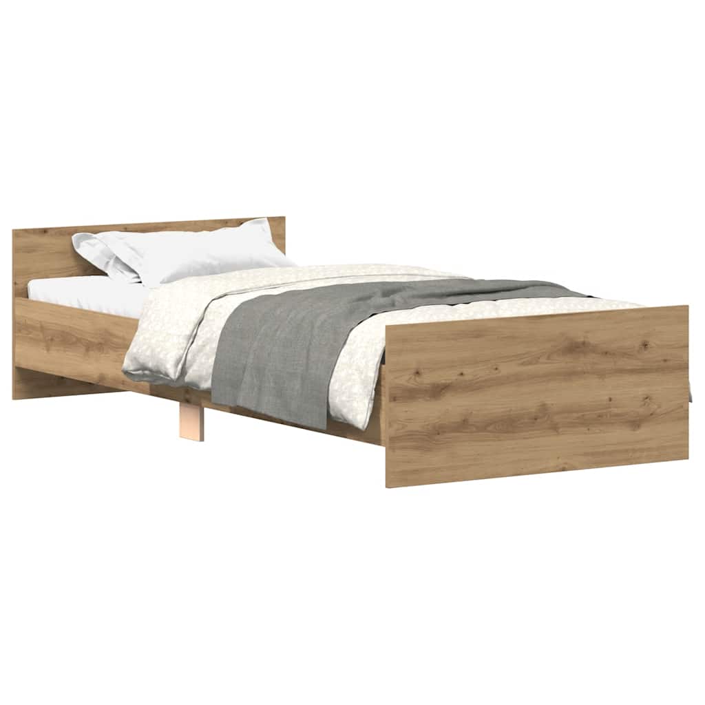 Bed Frame without Mattress Artisan Oak 100x200 cm Engineered Wood