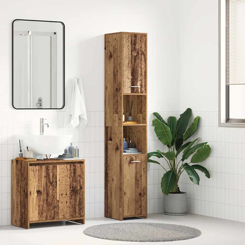 Rustic Bathroom Cabinet - 30x30x183.5 cm - Engineered Old Wood
