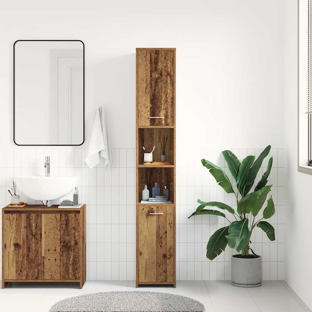 Rustic Bathroom Cabinet - 30x30x183.5 cm - Engineered Old Wood