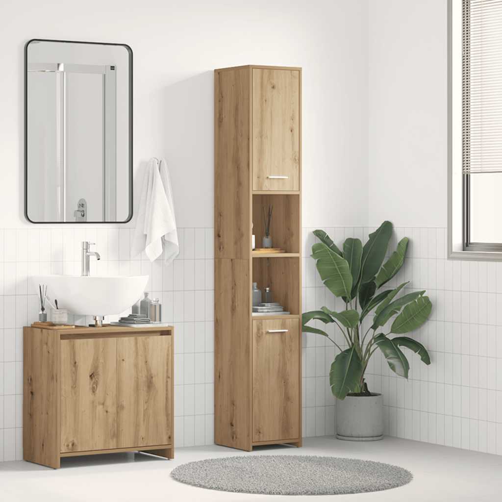 Artisan Oak Bathroom Cabinet 30x30x183.5 cm - Engineered Wood