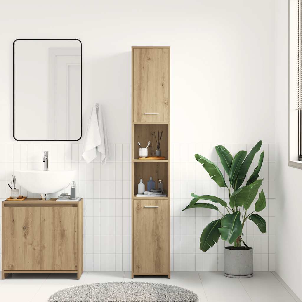 Artisan Oak Bathroom Cabinet 30x30x183.5 cm - Engineered Wood