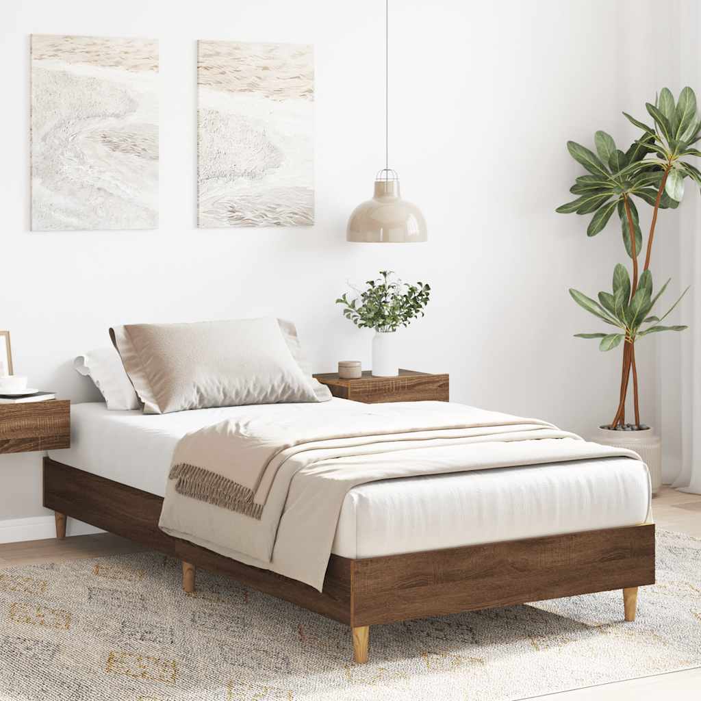 Bed Frame No Mattress Brown Oak 90x200 cm Engineered Wood