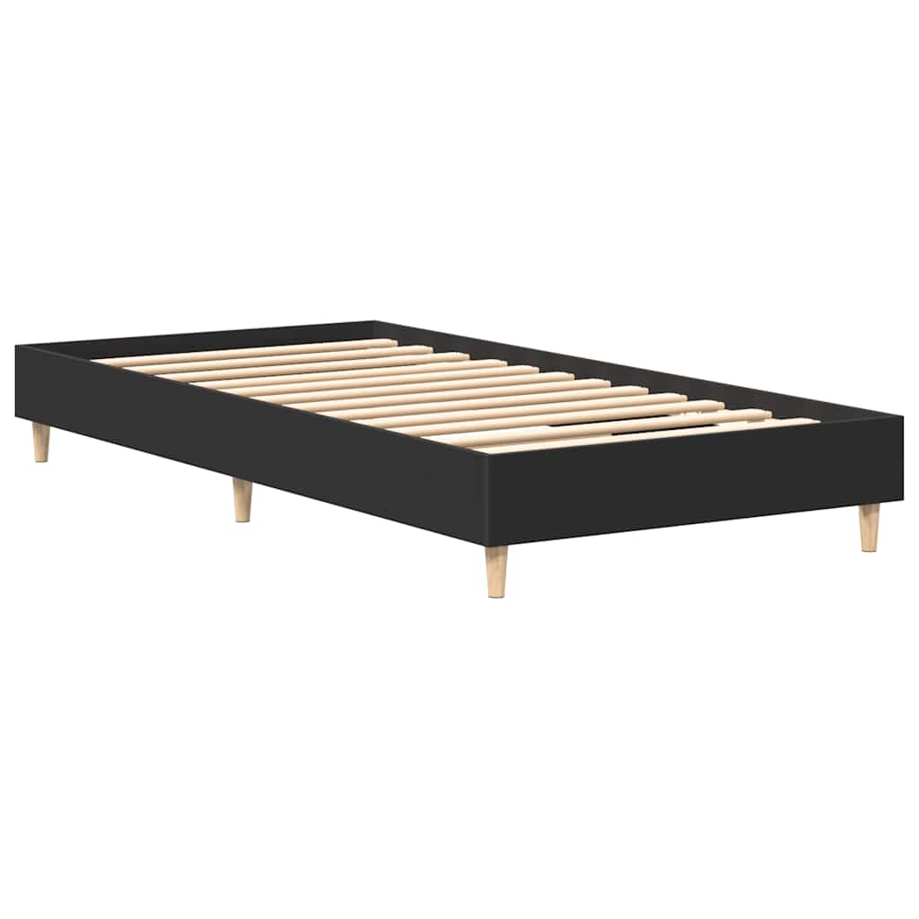 Bed Frame No Mattress Black 90x190 cm Single Engineered Wood