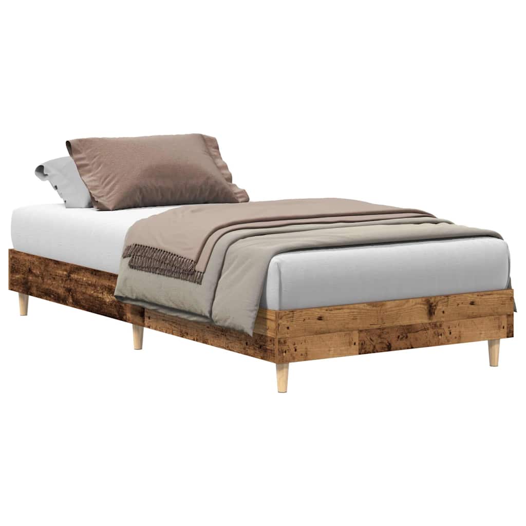 Bed Frame No Mattress Old Wood 90x190 cm Single Engineered Wood