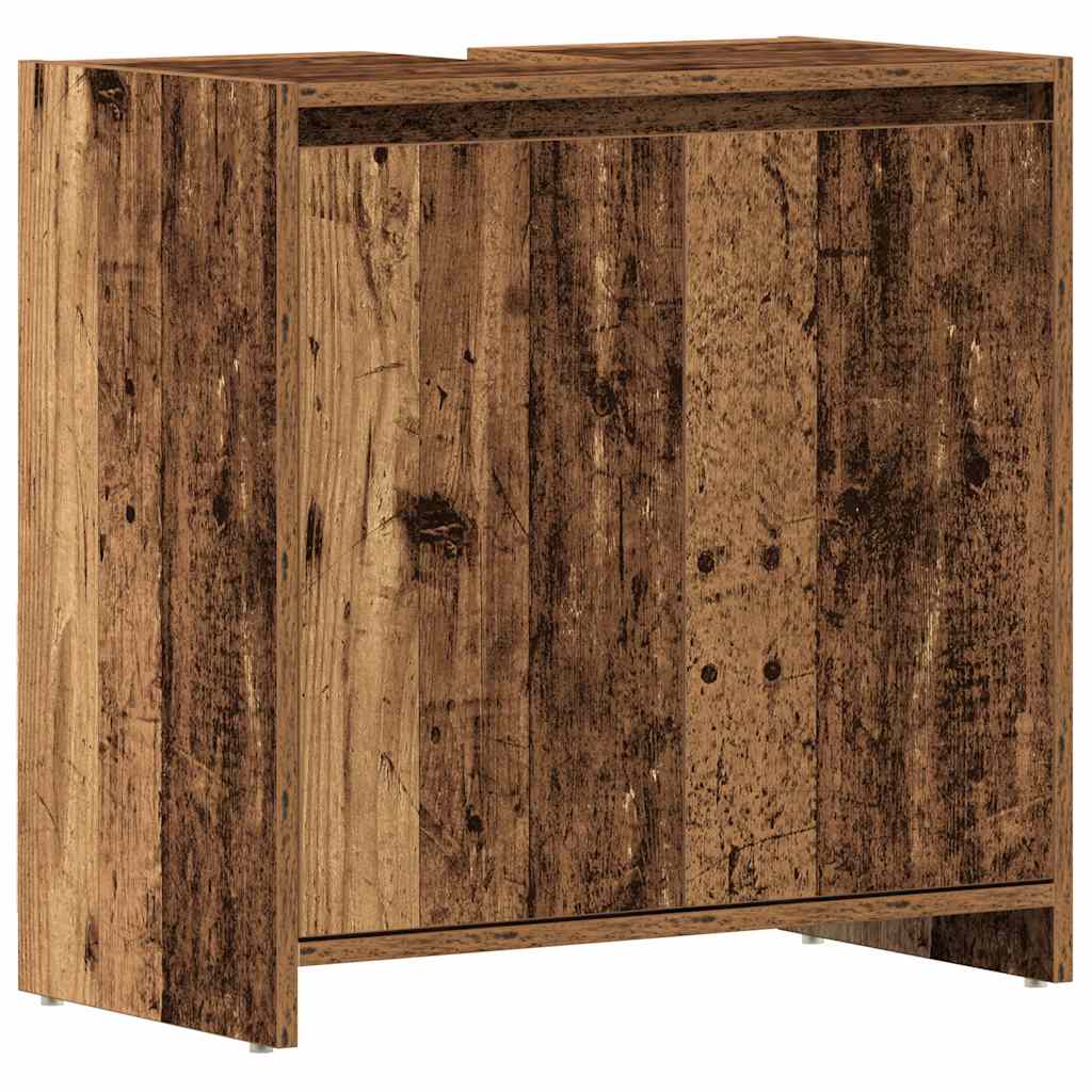 Rustic Bathroom Sink Cabinet 60cm | Old Engineered Wood Finish
