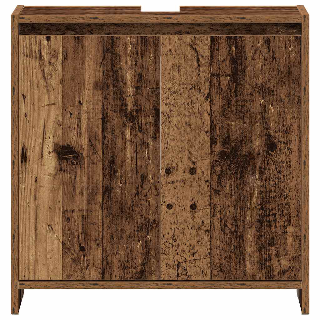 Rustic Bathroom Sink Cabinet 60cm | Old Engineered Wood Finish