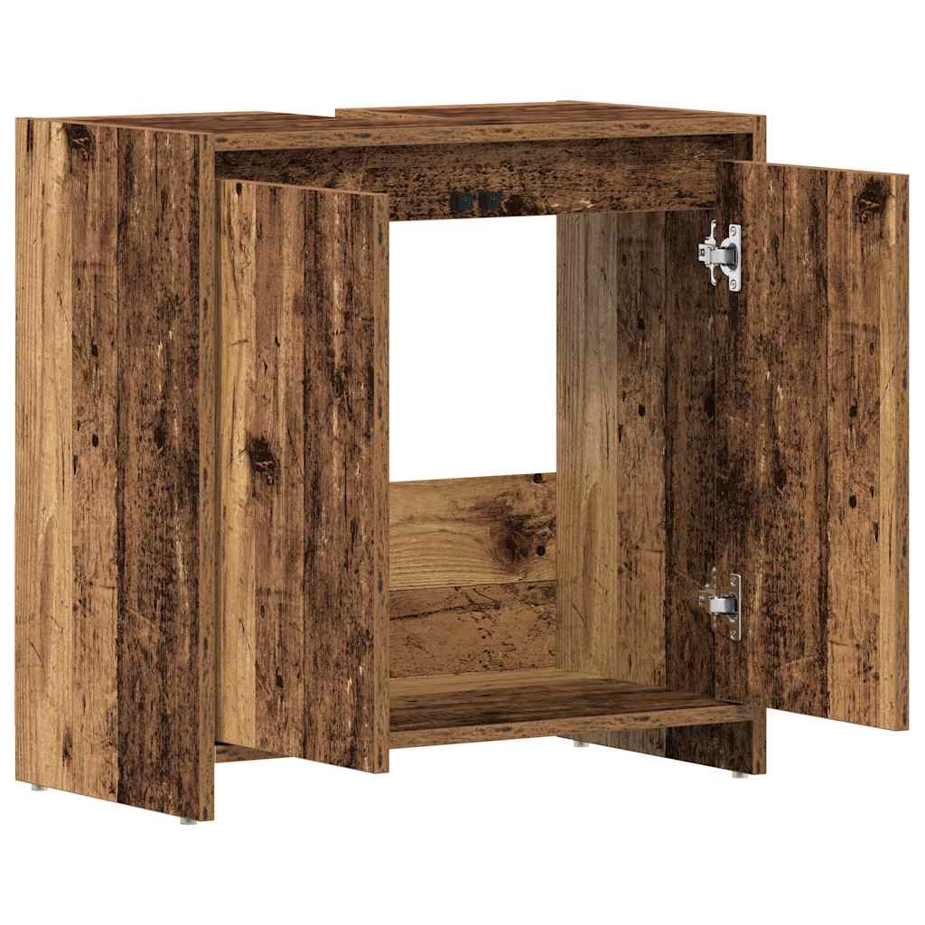 Rustic Bathroom Sink Cabinet 60cm | Old Engineered Wood Finish
