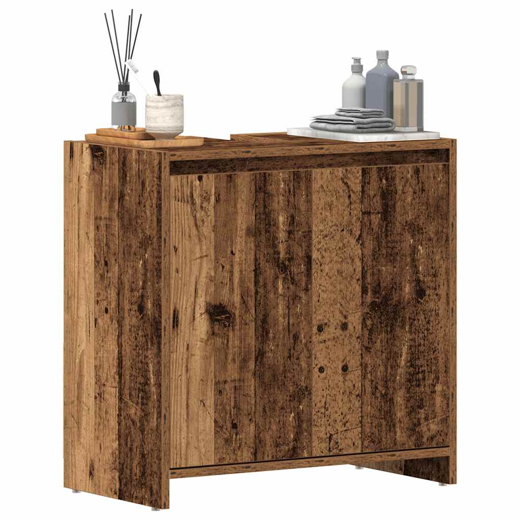 Rustic Bathroom Sink Cabinet 60cm | Old Engineered Wood Finish