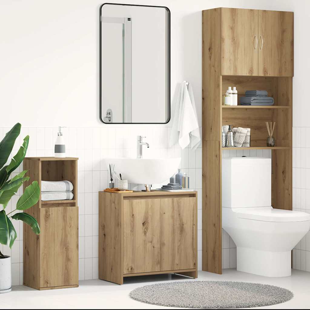 Artisan Oak Bathroom Sink Cabinet, 60x33x60 cm, Engineered Wood