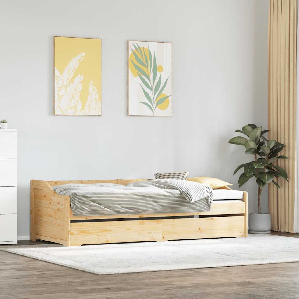 White Metal Daybed with Trundle - IRUN 90x200 cm (No Mattress)