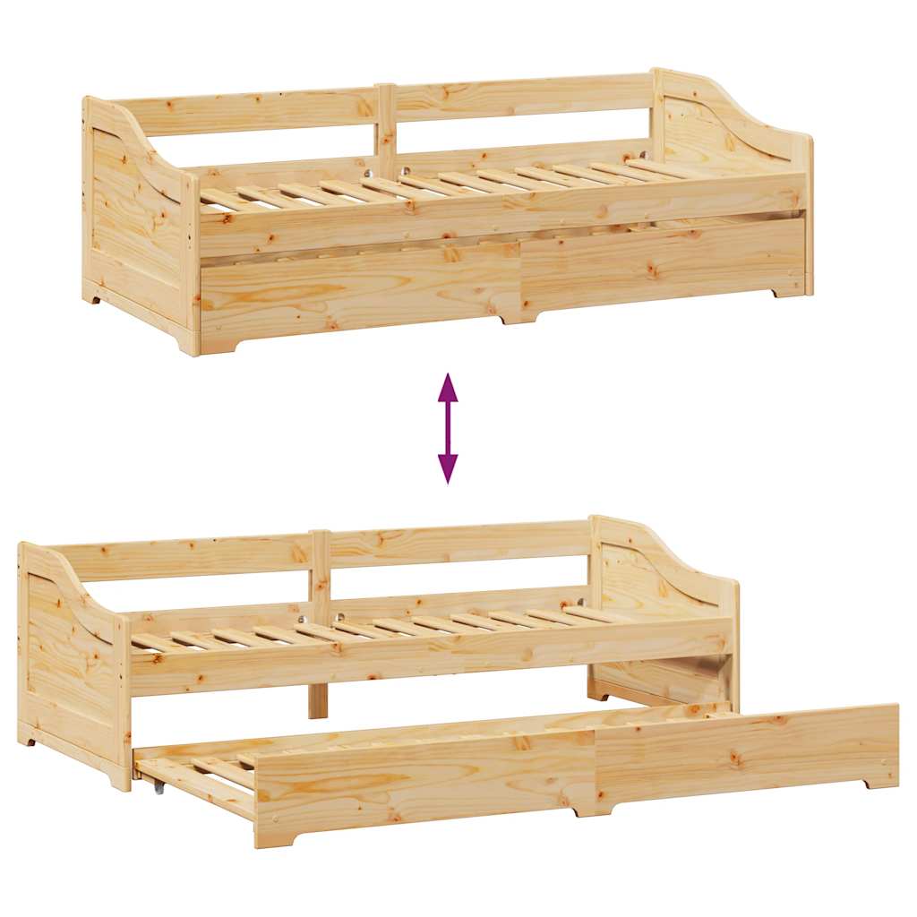 White Metal Daybed with Trundle - IRUN 90x200 cm (No Mattress)