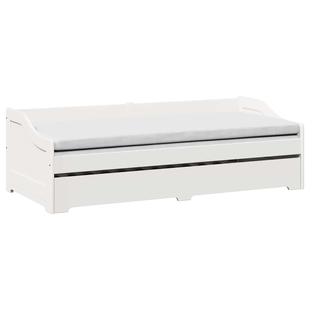 White Wood Daybed with Trundle, 90x200 cm - No Mattress Included