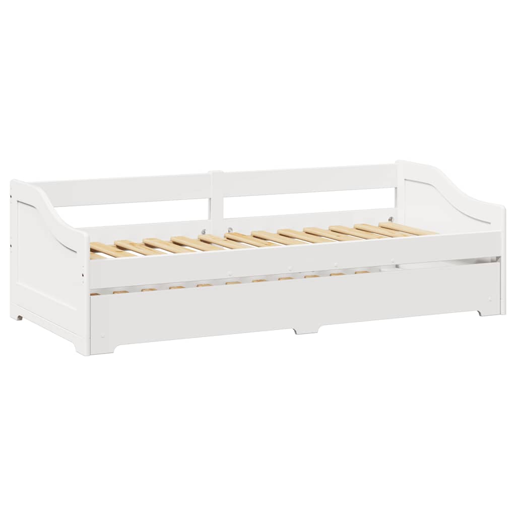 White Wood Daybed with Trundle, 90x200 cm - No Mattress Included